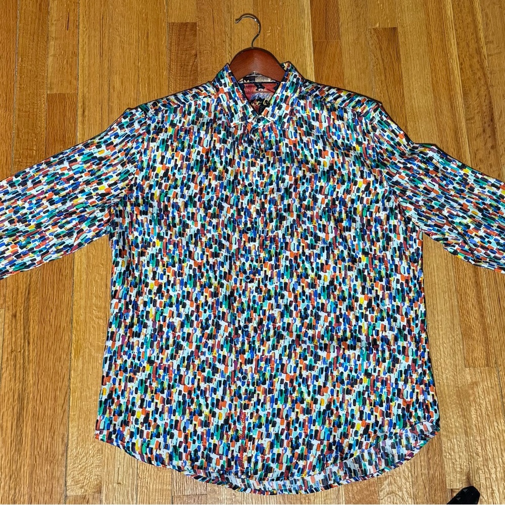 Robert Graham 2016 Rainbow Multicolor Spackle Confetti Casual Button Down Shirt